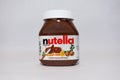 A jar of Nutella  Hazelnut Spread with Cocoa isolated on a white background Royalty Free Stock Photo
