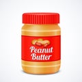 Jar of peanut butter isolated on white Royalty Free Stock Photo