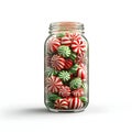 Jar of peppermints isolated on white background Royalty Free Stock Photo