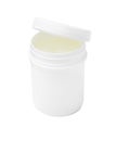 Jar of petroleum jelly on white background