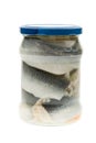 A jar of Pickled herring, isolated Royalty Free Stock Photo