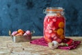 Jar of pickled vegetables by Indian traditional recipe