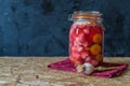 Jar of pickled vegetables by Indian traditional recipe