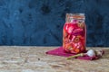 Jar of pickled vegetables by Indian traditional recipe