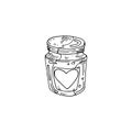 Jar of pills, heart sketch vector illustration Royalty Free Stock Photo