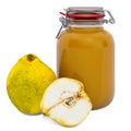 Jar of Quince Jam with quinces, 3D rendering Royalty Free Stock Photo