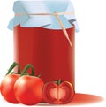 Jar of red tomato jam