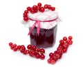 Jar of redcurrant jam with fresh redcurrants Royalty Free Stock Photo