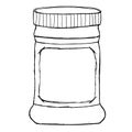 Jar for sauce, jam, jelly, marmalade, conserve, peanut butter with empty label.