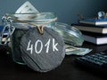 Jar with savings for retirement and 401k label Royalty Free Stock Photo