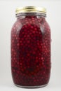 Jar with soaked cranberries