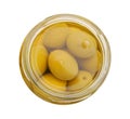 A jar of stuffed green olives Royalty Free Stock Photo