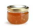 Jar with tasty sweet jam Royalty Free Stock Photo