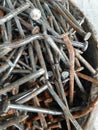Used rusty nails in the construction Royalty Free Stock Photo