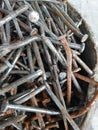 Used rusty nails in the construction Royalty Free Stock Photo