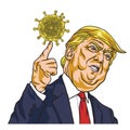 Donald Trump Corona Virus Speech Cartoon Vector. March 4 , 2020 Royalty Free Stock Photo