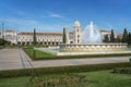 Jardim da Praca do Imperio Square with Fountain and Jeronimos Monastery - Lisbon, Portugal Royalty Free Stock Photo