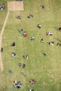 Jardin de la Tour Eiffel. Aerial overhead view of Champ de Mars and Eiffel Tower gardens in Paris, France