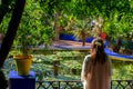 Jardin Majorelle Gardens in Marrakech, Morocco. Tropical plants and cactus Royalty Free Stock Photo