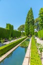 Jardines bajos at Generalife gardens in Granada, Spain Royalty Free Stock Photo