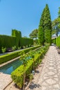 Jardines bajos at Generalife gardens in Granada, Spain Royalty Free Stock Photo