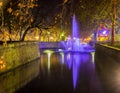 Jardins de la Fontaine in Nimes at night - France, Languedoc-Roussillon Royalty Free Stock Photo
