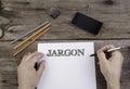 JARGON. Text on a sheet of paper. Royalty Free Stock Photo