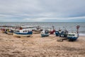 Fishing boats on the beach of the Baltic Sea. Jaroslawiec, Poland Royalty Free Stock Photo