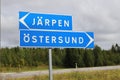 Jarpen and Ostersund signpost