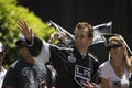 Jarret Stoll and girlfriend Erin Andrews at LA Kings 2014 Stanley Cup Victory Parade, Los Angeles, California, USA Royalty Free Stock Photo