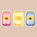 jars with berries stickers