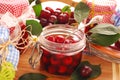 Jars of cherry compote