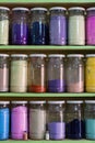 Jars of coloured powder HD Royalty Free Stock Photo