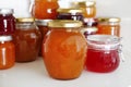 Jars with different sweet jam