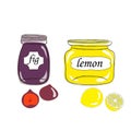 Jars with fig and lemon jams Royalty Free Stock Photo