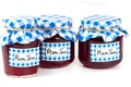 Jars of home-made plum jam. Royalty Free Stock Photo