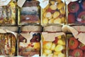 jars of Italian products preserved in oil with garlic and pepper