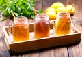 Jars of lemon ice tea Royalty Free Stock Photo