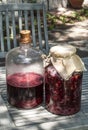 Jars for making homemade liquieur Royalty Free Stock Photo