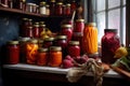 jars of pickled beets and carrots on a shelf