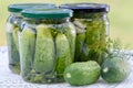 Jars with pickled cucumbers