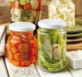 Jars with pickles and preserves Royalty Free Stock Photo