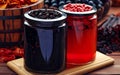 Jars of preserved berries showcase the traditional method of conserving the sweetness of summer. Royalty Free Stock Photo