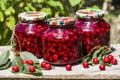 Jars of preserved cherries