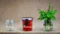 Jars with reduce, reuse, recycle text illustrating 3 Rs waste concept for sustainable living