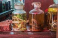 Jars with snakes in a traditional pharmacy