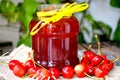 Jars of strawberry jam