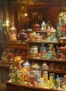 jars of sweets and confectioneries displayed on shelves in an old fashioned candy store. Royalty Free Stock Photo