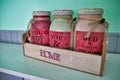 Jars in wood of welcome to the home