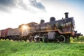 Jasenovac, Croatia - July 14, 2019. Historic train in memorial and museum of holocaust